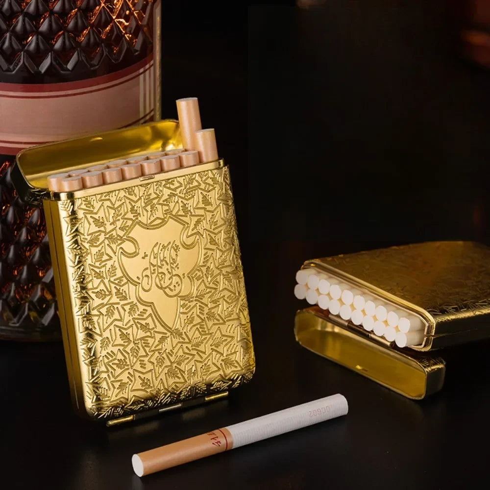 Vintage Engraved Cigarette Case - 16-Piece Capacity Pocket Tobacco Storage Box, 84mm Smoking Accessory Holder