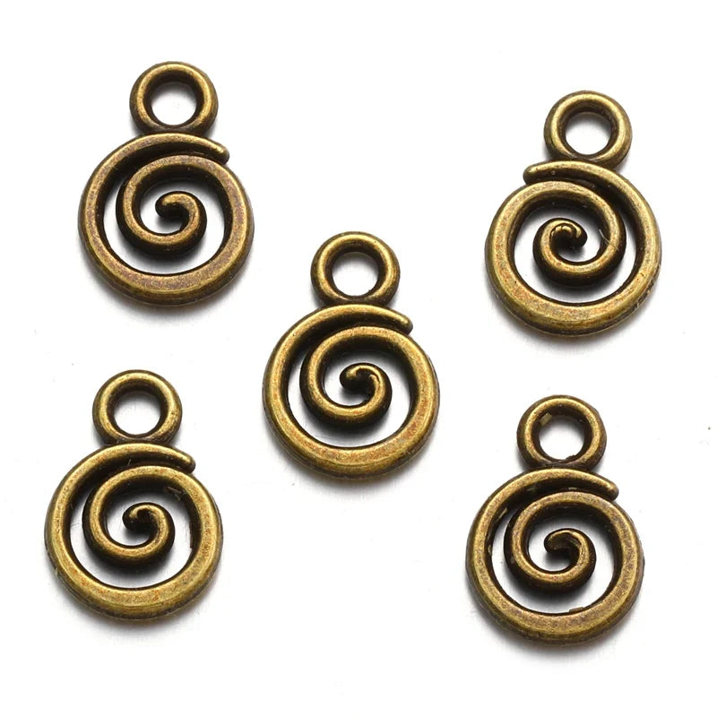 40pcs Swirl Alloy Charms - 6-Color Metal Pendants for DIY Handmade Jewelry Making & Accessories