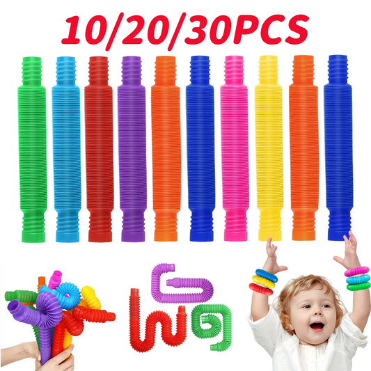 Colorful Pop Tubes Fidget Toys - Telescopic Sensory Stress Relief Toys for Kids & Adults