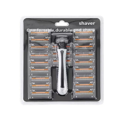 Men’s 3-Layer Reusable Razor - Multi-Tool Shaver with Replaceable Head Design and Imported Blades for Smooth Shaving