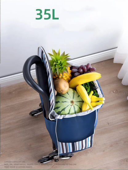 Lightweight Folding Grocery Shopping Trolley – Hand-Pull Stairs Climbing Cart for Household & Outdoor Travel