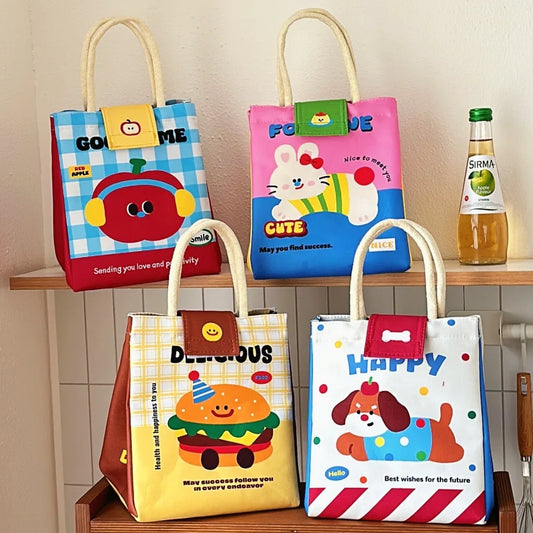 Cute Bento Lunch Bag – Large Capacity Insulated Tote for Office Workers, Students, and Fresh-Keeping Meals