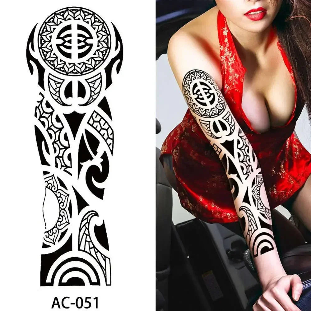 16 Designs Full Arm Temporary Tattoo Sleeves - Waterproof Body Art Stickers for Men & Women Fashion Style
