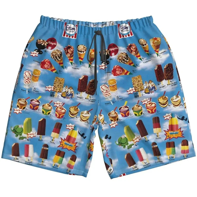 Men’s Ice Cream Hawaiian Shirt - Summer Beach Print Short Sleeve Casual Top with Original Design