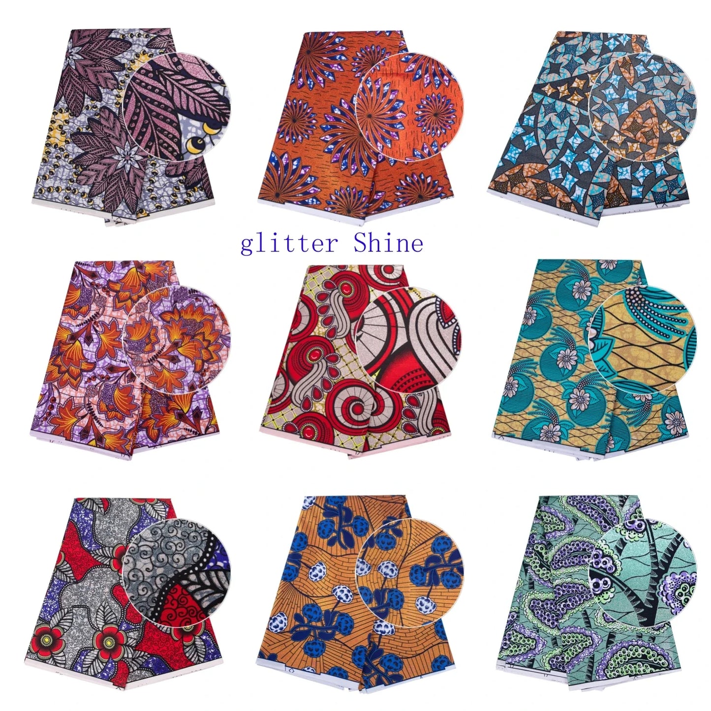 Nigerian Golden Super Ankara Fabric - Glitter Wax Batik Print for Sewing & Crafts