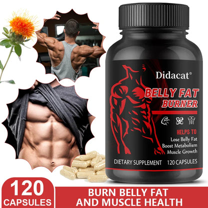 Men’s Belly Fat Burner Supplement – Caffeine-Free Metabolism Support for Fat Reduction, Muscle Definition & Ab Training Support