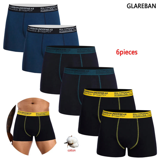 6-Pack 2024 Men’s Boxer Briefs – Cotton Fashion Underwear Set for Homme, Luxury Comfort Shorts