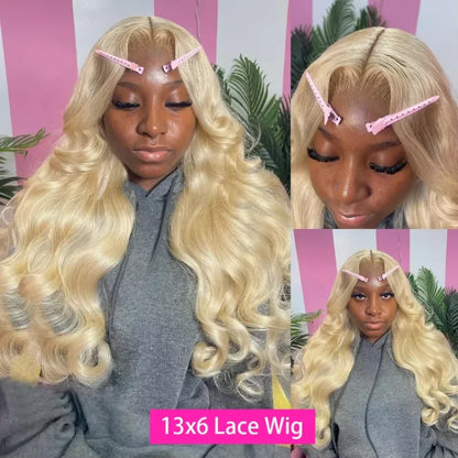 13x6 HD Lace Frontal Wig – Transparent 613 Blonde Body Wave Human Hair Wig, 250 Density