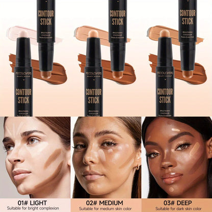 Double Head Contour Stick - Cream Concealer & Highlighter Makeup for Nose Sculpting and V Face Definition