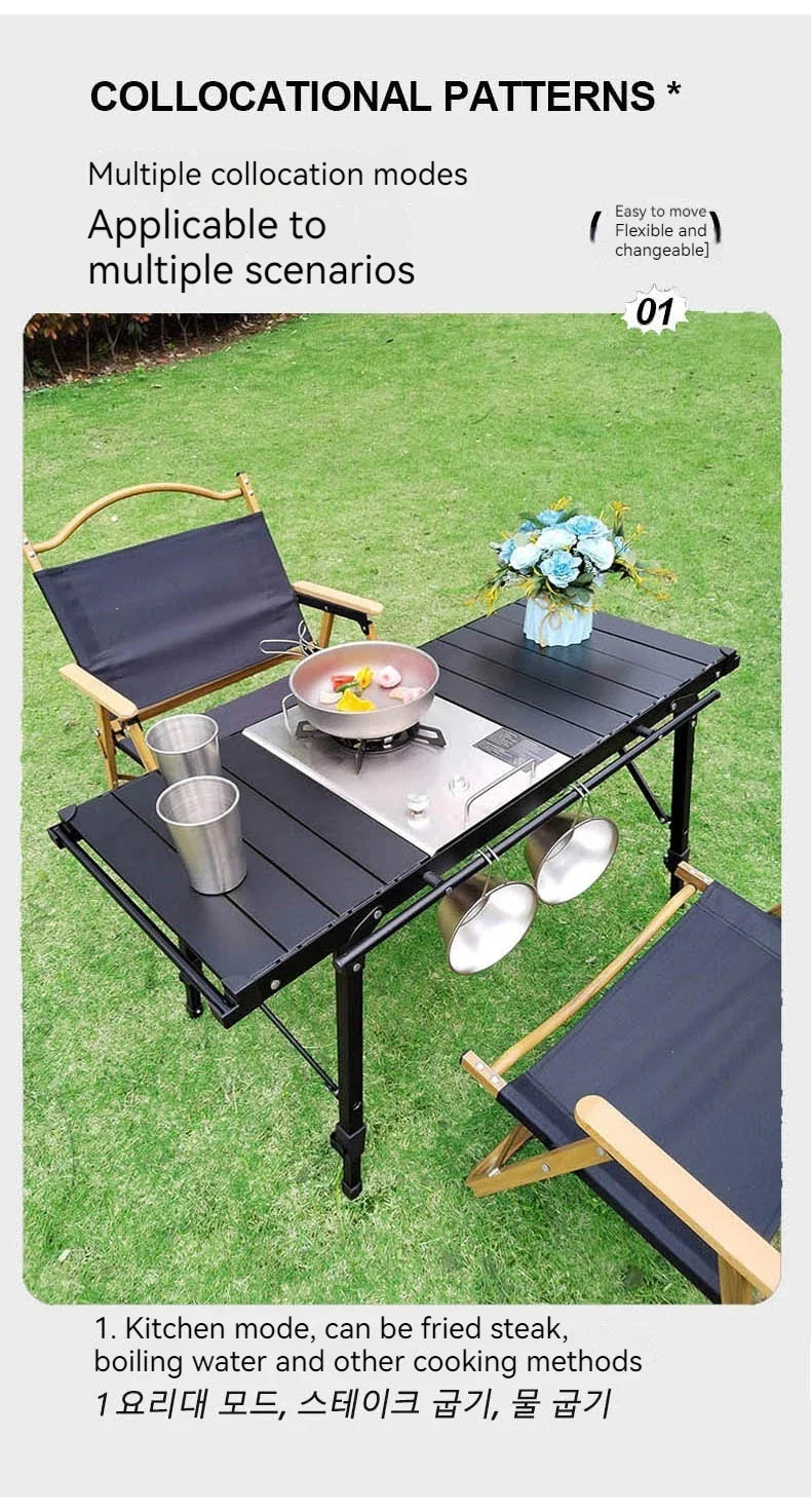 Lohascamping Lightweight Camping Folding Table – Multifunctional IGT Roll Table with Adjustable Legs for BBQ & Desktop Burner