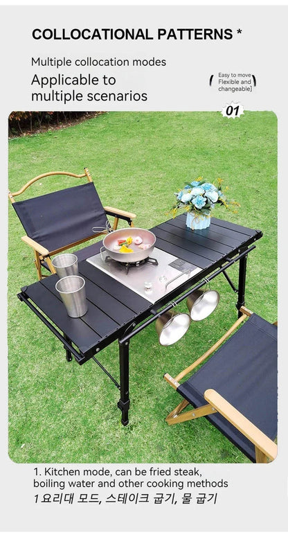Lohascamping Lightweight Camping Folding Table – Multifunctional IGT Roll Table with Adjustable Legs for BBQ & Desktop Burner