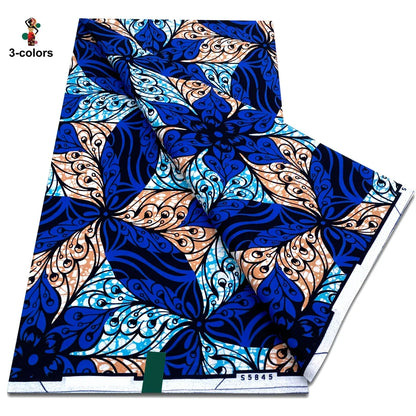African Ankara Wax Fabric - 100% Cotton Soft Pink Pagne Fashion Print