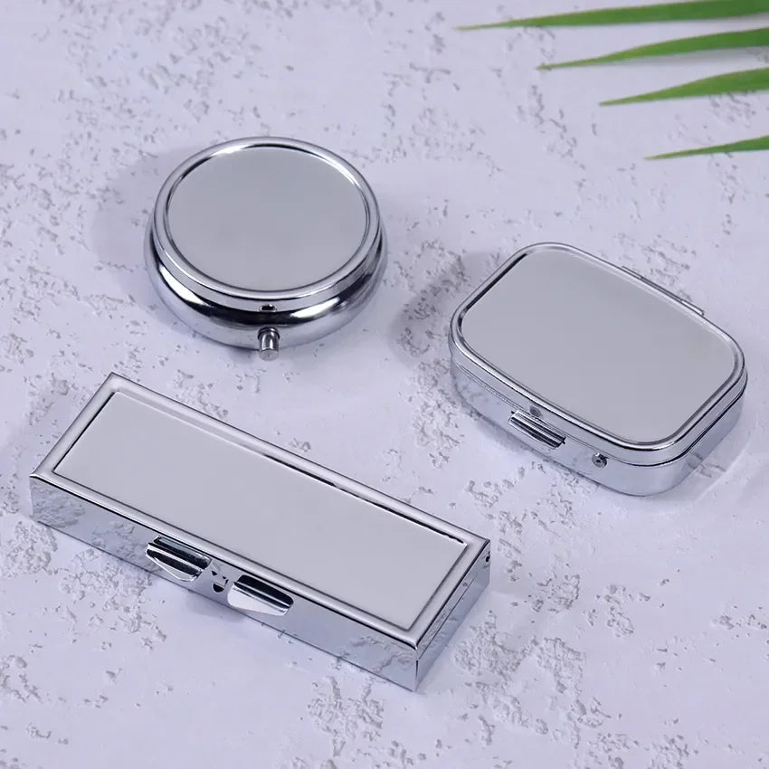 Portable Metal Pill Box - Travel Medicine Organizer with Pill Splitter & Compact Storage Case