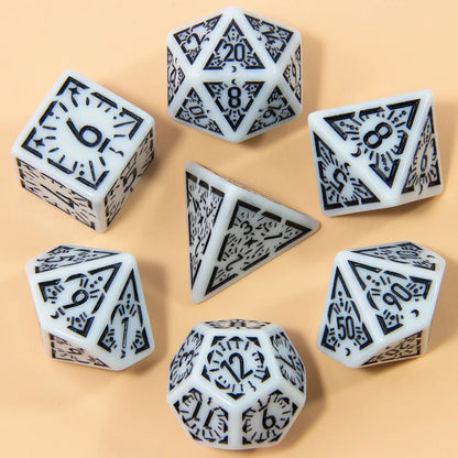 DND Carving Pattern Dice Set - 7Pcs RPG Polyhedral Dice for Board Games, Gifts & Entertainment Accessories