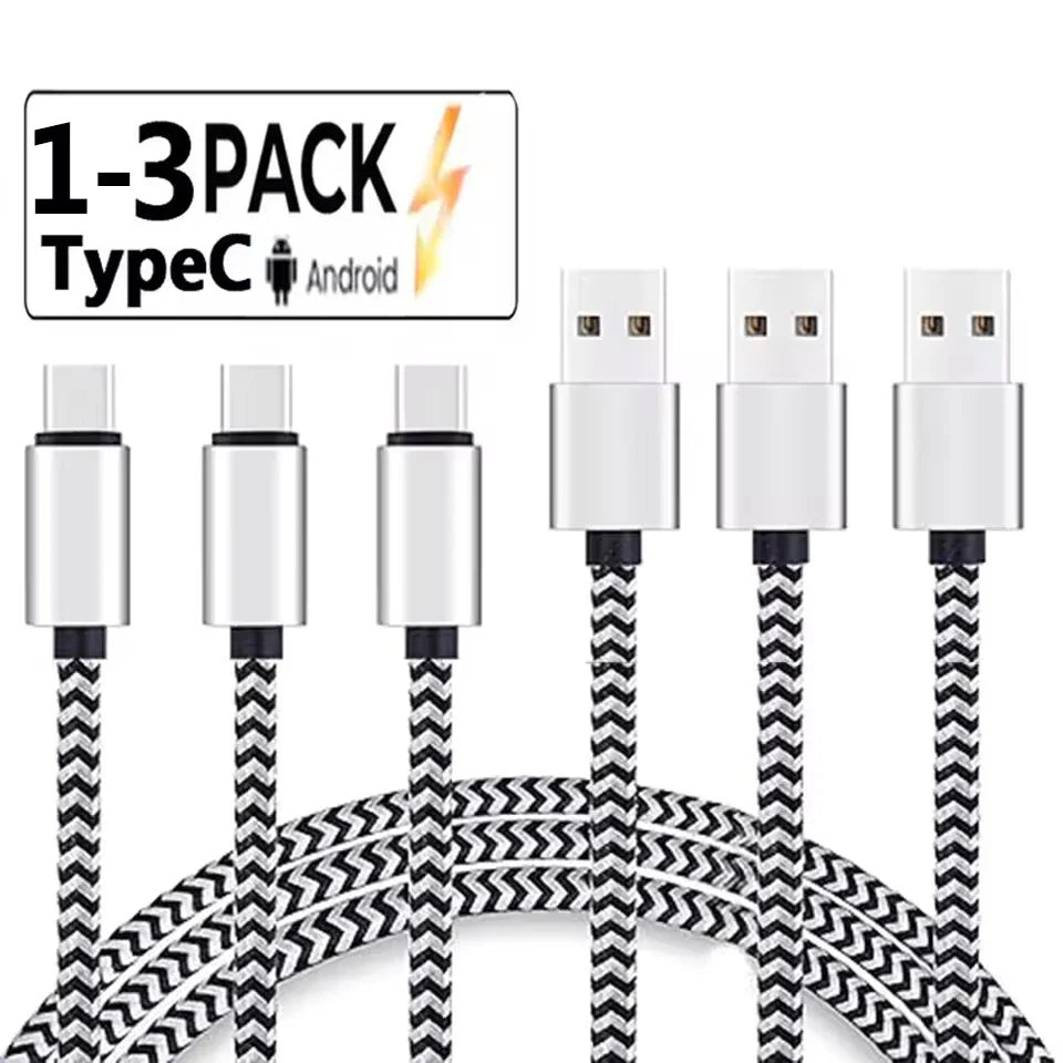 USB-C 2.4A Fast Charging Nylon Braided Data Cable for Samsung, Huawei & USB Type-C Devices