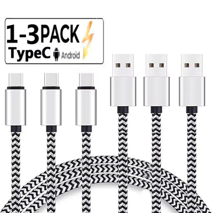 USB-C 2.4A Fast Charging Nylon Braided Data Cable for Samsung, Huawei & USB Type-C Devices
