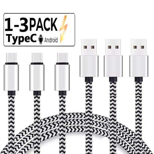 USB-C 2.4A Fast Charging Nylon Braided Data Cable for Samsung, Huawei & USB Type-C Devices