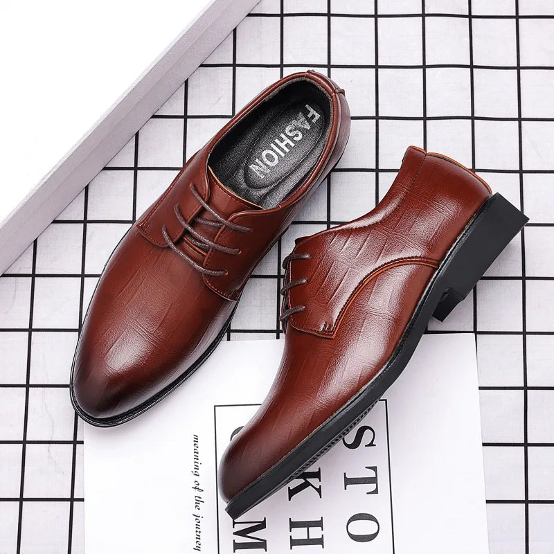 Men’s Leather Dress Shoes - Luxury Pointed Toe Formal Business & Party Shoes