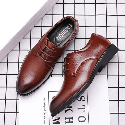 Men’s Leather Dress Shoes - Luxury Pointed Toe Formal Business & Party Shoes