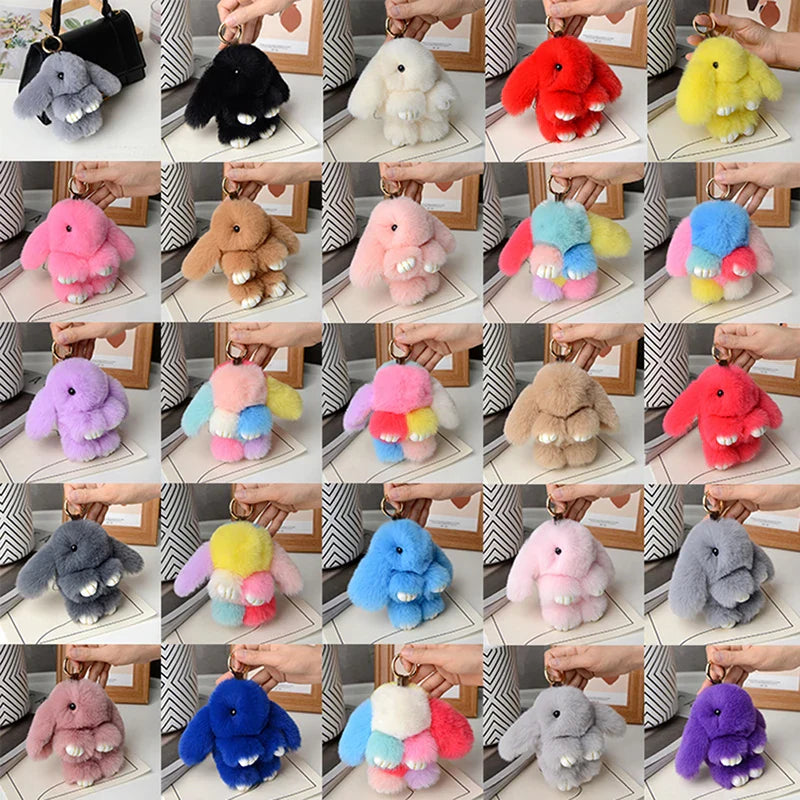 15cm Rabbit Fur Keychain – Fluffy Bunny Pendant for Women’s Bags, Car Keys & Decorative Accessories Gift