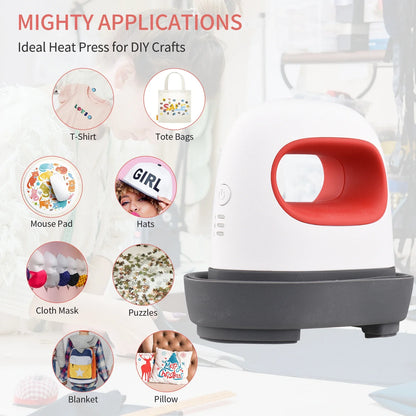 Portable 220V Mini Heat Press Machine – DIY T-Shirt & Vinyl Transfer Press for EU Plug