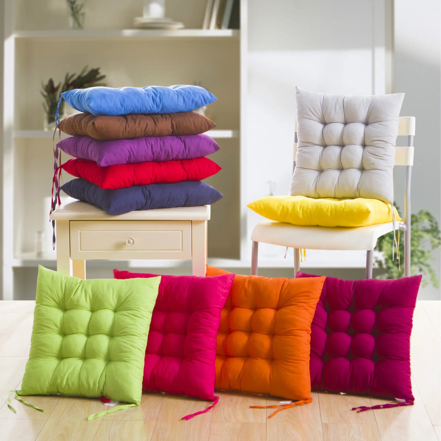 2pcs Thick Comfortable Chair Cushion - Non-Slip Seat Pad for Home Office & Dining Chairs