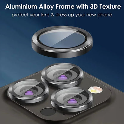 3PCS Metal Camera Lens Protector - Tempered Glass Cover for iPhone 11 12 13 14 15 Pro Max & Plus