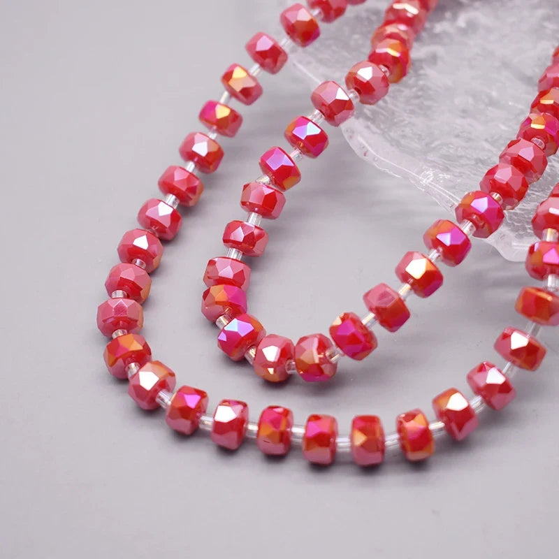 8mm Crystal Glass Beads Set - 30PCS Color Wheel Faceted Round Loose Beads for DIY Jewelry Making & Bracelets