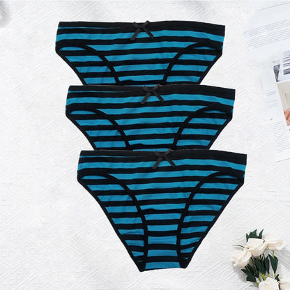 YOUREGINA Plus Size Seamless Panties - Striped Cotton Women’s Underwear Briefs 3 Pack