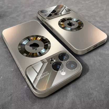 Luxury Glass MagSafe iPhone Case - Magnetic Wireless Charging Cover with Camera Protection & Shockproof Design