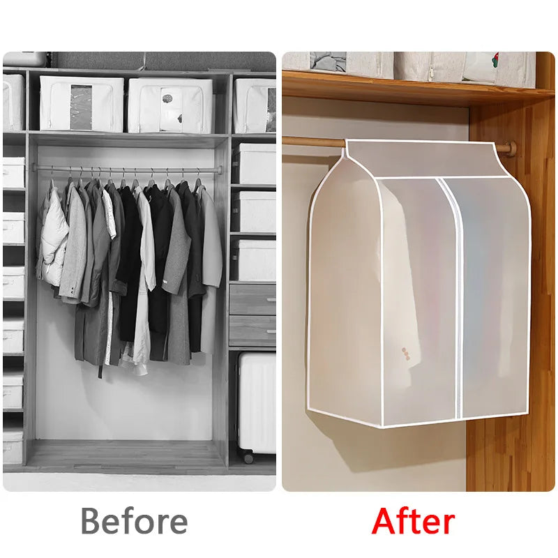 Transparent Clothing Dust Cover — Waterproof Hanging Garment Organizer for Dress & Wardrobe Storage