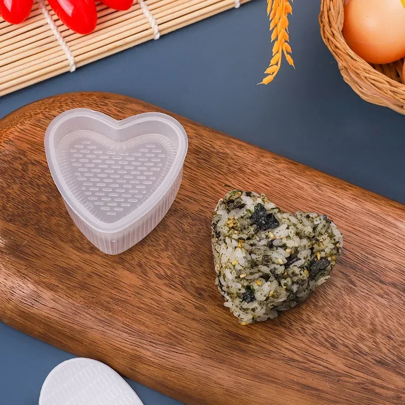 4PCS Transparent Sushi Mold Set – Triangular Onigiri Rice Ball Maker & Food Press Kit for Bento Kitchen Use