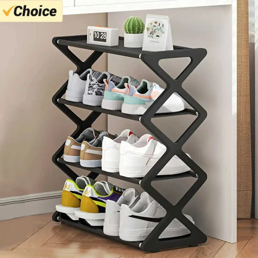 4-Tier X-Type Shoe Storage Rack – Multifunctional Dust-Proof Organizer for Dorm Rooms, Entryways, Hallways & Bedrooms