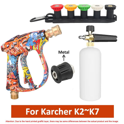 4350 PSI High-Pressure Water Gun - 1L Foam Cannon with 1/4" Quick Connect for Karcher K Series