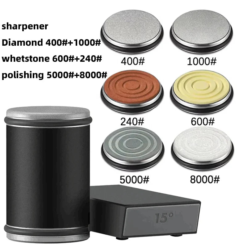 New Rolling Double-Sided Diamond Knife Sharpener – 15° & 20° Magnetic Angle Roller for Kitchen Sharpening