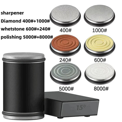 New Rolling Double-Sided Diamond Knife Sharpener – 15° & 20° Magnetic Angle Roller for Kitchen Sharpening