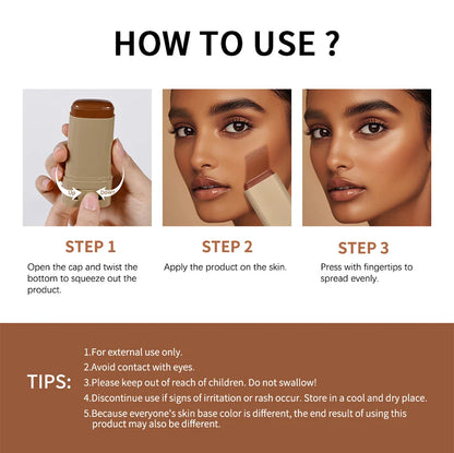 Waterproof Skin Tint Stick – Nourishing Tinted Foundation & Contour Balm for Face Makeup