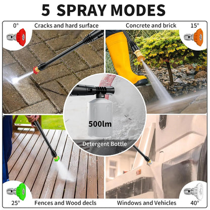 4700 PSI Pressure Washer - Power Cleaning Gun with 4 Quick-Connect Nozzles, Inlet Hose & Foam Cannon