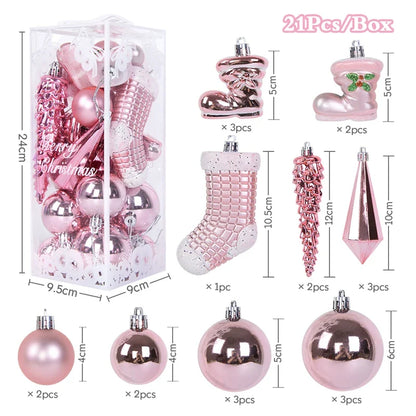 Christmas Ball Ornament Set – Large Xmas Tree Hanging Pendants with Snowflake Design for Home Decor & 2025 New Year Party Gifts