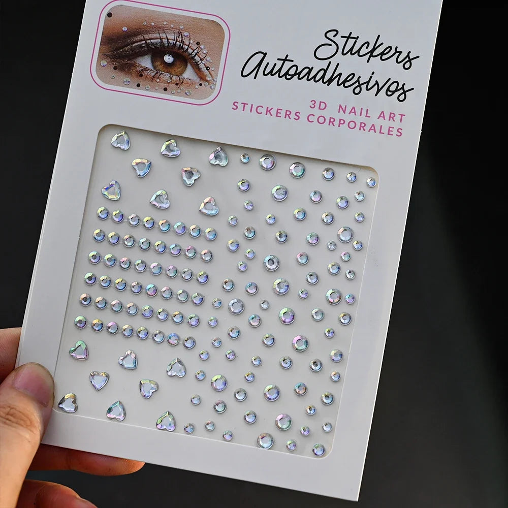 5D Face Diamond Gem Stickers - Colorful Rhinestone Body Makeup Tattoo for Festival, Nail Art & DIY Bling Style