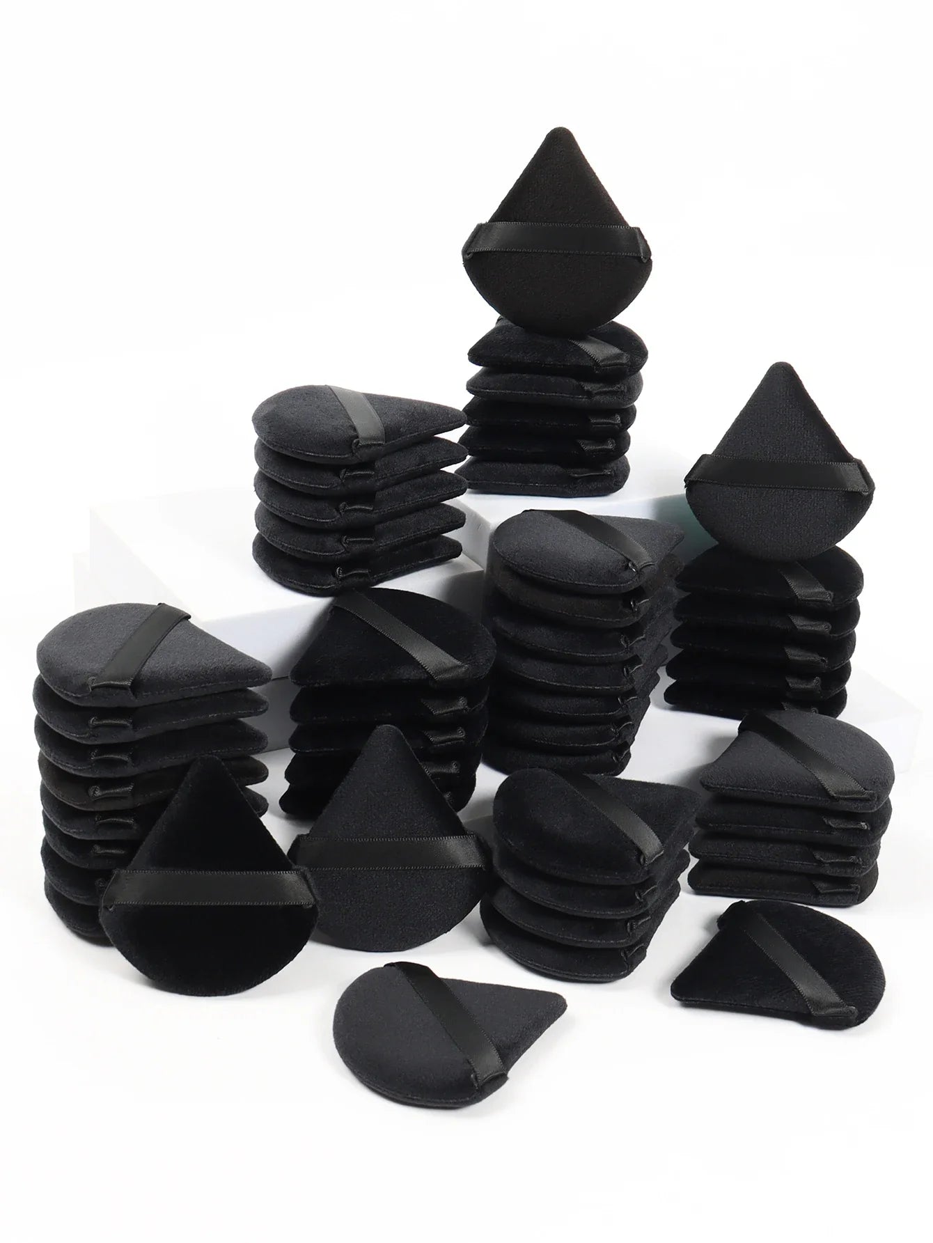 Black Triangle Makeup Puff - Soft Velvet Facial Sponge for Foundation Blending and Cosmetic Application