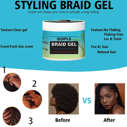 Tea Tree Mint Braid Styling Gel 100g - Edge Control, Frizz Smoothing & Loc Styling Pomade