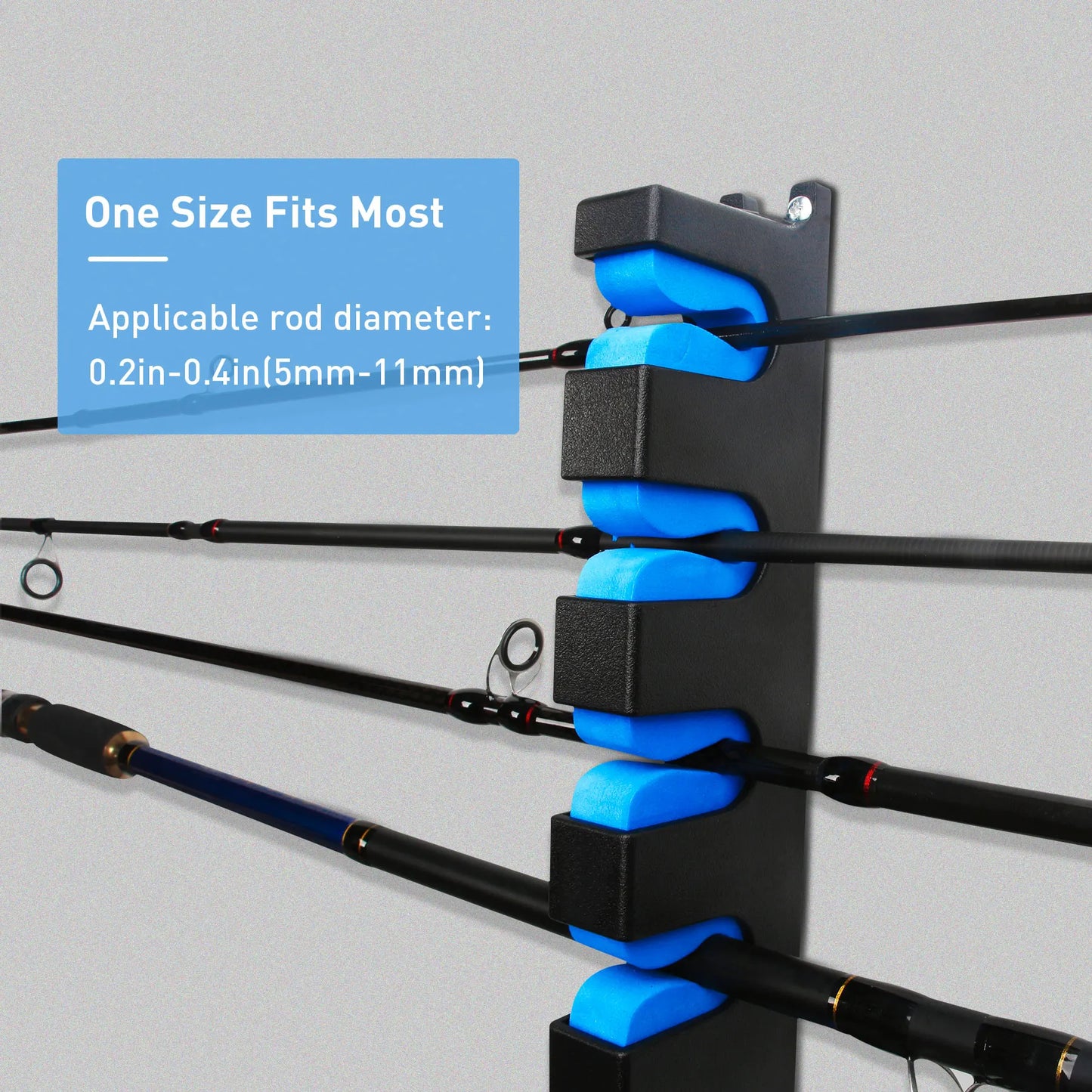 Go Pal RR1 Fishing Rod Holder - 6 Rod Horizontal & Vertical Wall Mount Storage Rack for Fishing Gear