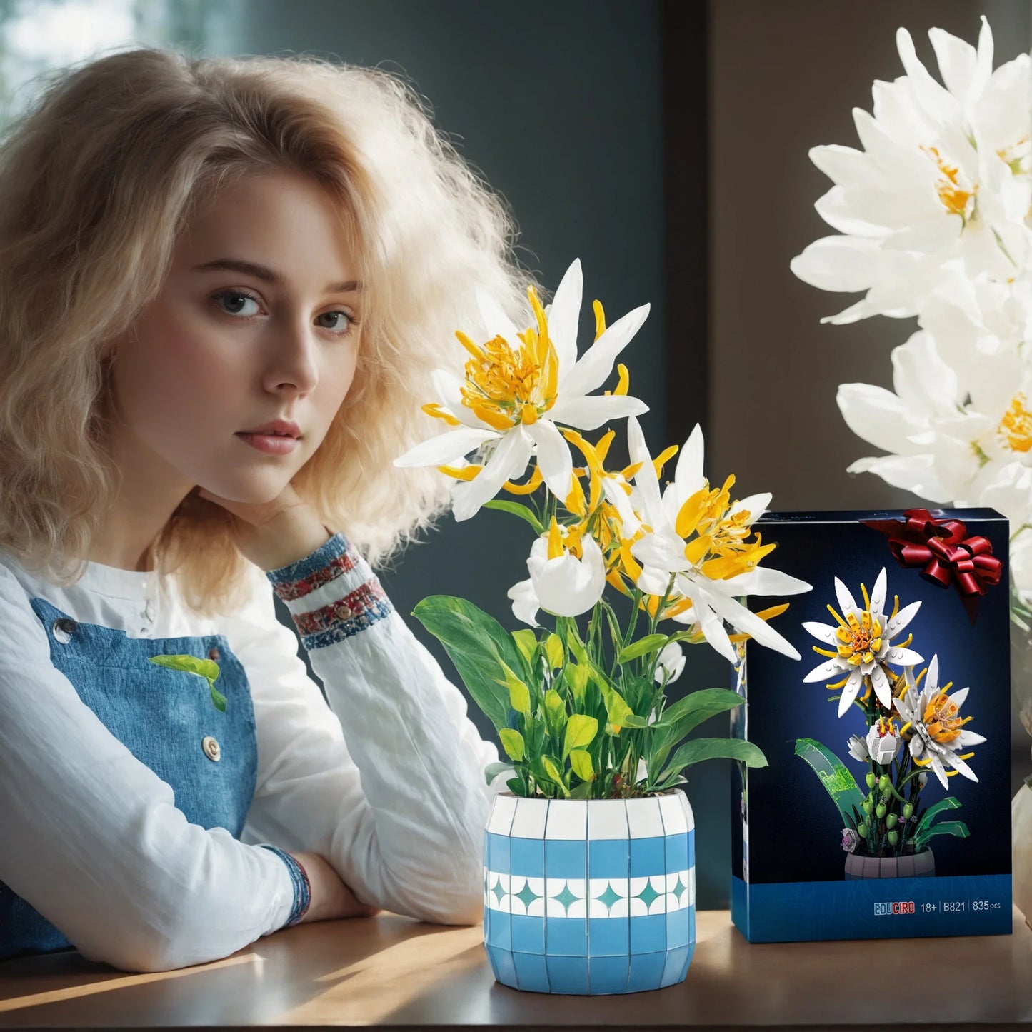 EDUCIRO Piphyllum Flower Bouquet Building Set – Botanical Bonsai Building Toy for Adults & Kids, Perfect Christmas Gift