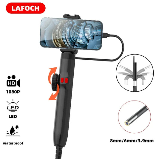 360° Articulating Borescope Camera - LED Endoscope Inspection Tool for Android & iOS Phones
