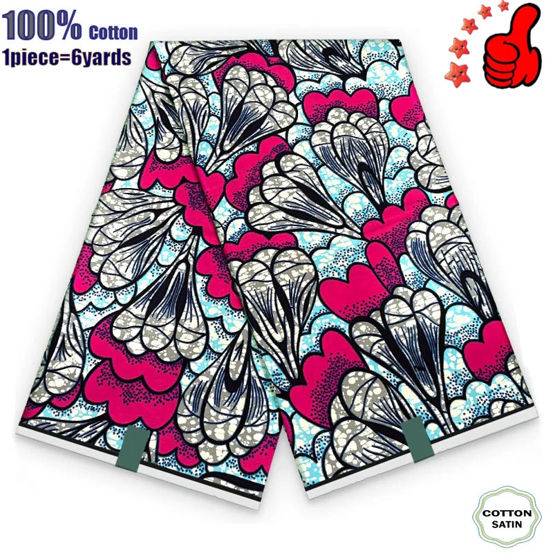 African Real Wax Fabric - High Quality 100% Cotton Ankara Pagne for Women’s Dresses