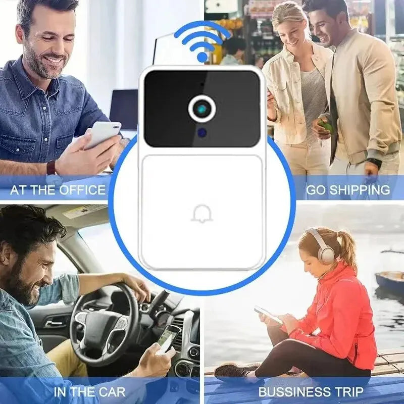 WiFi Video Doorbell Camera – Wireless HD Security, Night Vision, Two-Way Intercom, Voice Changer for Smart Home