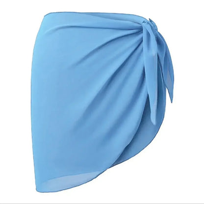 Women's Summer Sheer Sarong Cover-Up - Solid Chiffon Bikini Wrap Beach Skirt