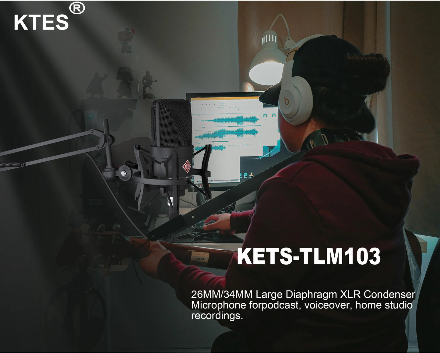 TLM 103 XLR Condenser Microphone – Professional Cardioid Studio Mic for Podcasting, Voice Over, Streaming & Home Recording