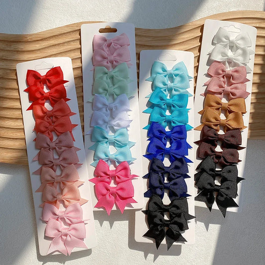 10pcs Kids Bow Hair Clips - Handmade Ribbon Bowknot Barrettes for Baby Girls Hair Accessories